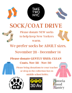 Read more about the article Q300/PS17 PTA Sock/Coat Drive 2022 (11/28/2022 – 12/14/2022)