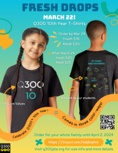 Read more about the article Q300 10th Year T-shirts (deadline 4/3/2024)