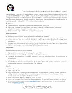 Read more about the article Job opportunity at Q300: TA positions for K-4 (2025-2026)